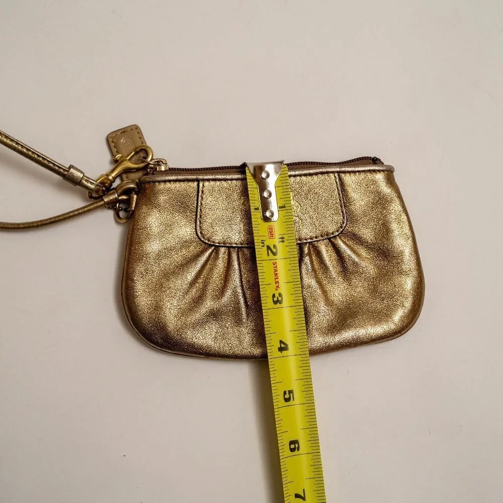 Coach Y2K Gold Leather Wristlet